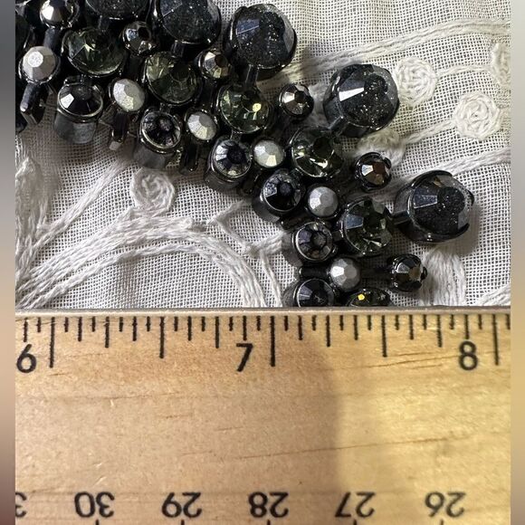 Dark Gray Hematite Color Faceted Crystal statement Necklace - Picture 2 of 4